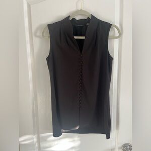 Tahari Black Sleeveless Button Top
